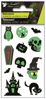 Tetovací obtisky svítící ve tmě Halloween 10,5 x 6 cm 16051